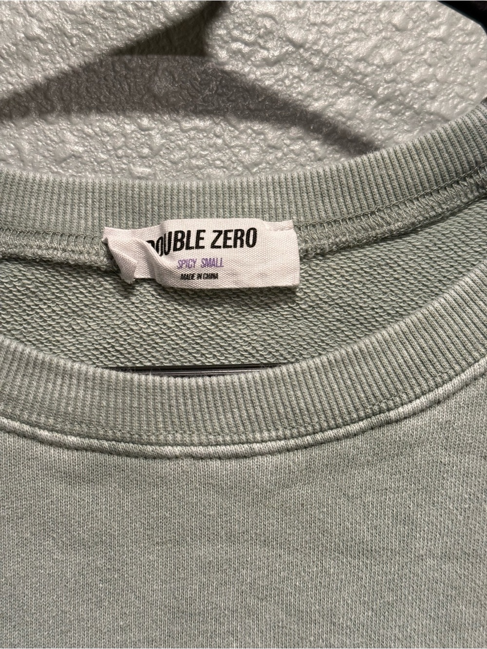 Double Zero Ribbed Crew Neck Sweatshirt Green Small - Picture 3 of 3